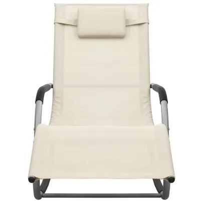 Șezlong Textil Crem Gri - Relaxare în Grădină sau Plajă