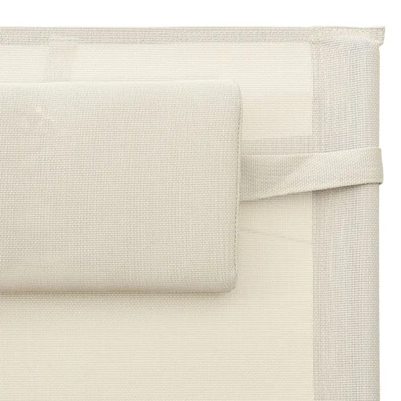 Șezlong Textil Crem Gri - Relaxare în Grădină sau Plajă