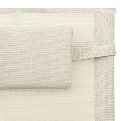 Șezlong Textil Crem Gri - Relaxare în Grădină sau Plajă