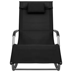 Șezlong din Textilenă - Negru și Gri | Livrare Gratuită 2