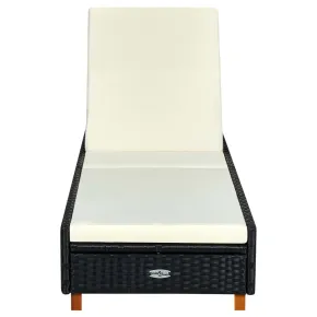 Șezlong cu Pernă Negru Poliratan - Livrare Gratuită 2