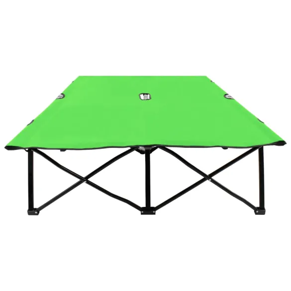 Șezlong 2 Persoane Pliabil - Verde, Oțel | Livrare Gratuită