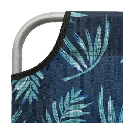 Șezlong cu Baldachin Reglabil - Oțel Rezistent - Imprimeu Frunze