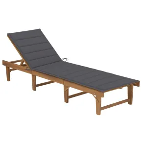 Șezlong Pliant cu Pernă - Lemn de Acacia | Livrare Gratuită