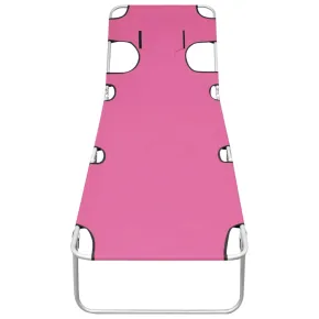 Șezlong Pliabil cu Tetieră - Roz Magenta - Oțel 2