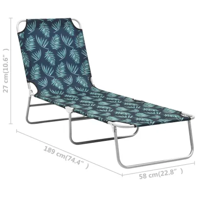 Șezlong Pliabil cu Model Frunze - Oțel și Textil - Comfort