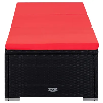 Șezlong cu Masă de Ceai - Roșu, Poliratan Rezistent