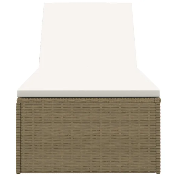 Șezlong Exterior - Maro și Crem - Poliratan Rezistent