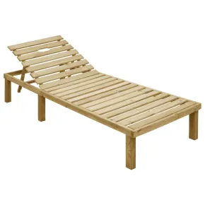 Șezlong cu pernă bej - Lemn de pin tratat | Livrare gratuită 2