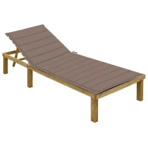 Șezlong cu pernă gri taupe - Lemn de pin tratat | Livrare gratuită