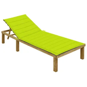 Șezlong cu pernă verde - Lemn de pin tratat | Livrare gratuită