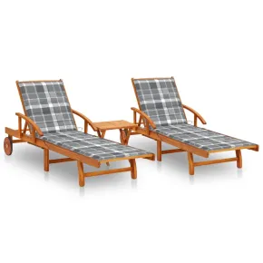 Set Șezlonguri cu Masă - Lemn Acacia | Livrare Gratuită