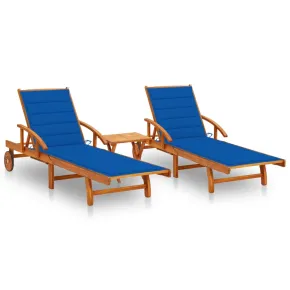 Set Șezlonguri cu Masă - Lemn Acacia | Livrare Gratuită