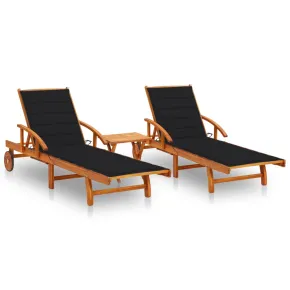 Set Șezlonguri cu Masă - Lemn Acacia | Livrare Gratuită