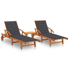 Set Șezlonguri cu Masă - Lemn Acacia | Livrare Gratuită