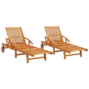 Șezlonguri Exterior Lemn Acacia - Set 2 Bucăți