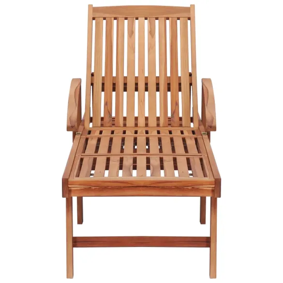 Șezlonguri din lemn de tec cu perne - Set de 2 bucăți