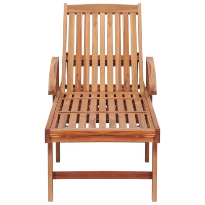 Șezlonguri din lemn de tec cu perne - Set de 2 bucăți