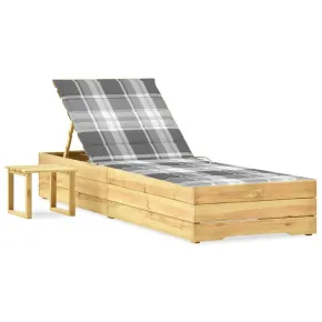 Șezlong Grădină cu Masă și Pernă - Lemn Rezistent