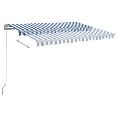 Copertină Retractabilă Manuală cu LED Albastru și Alb 300x250 cm