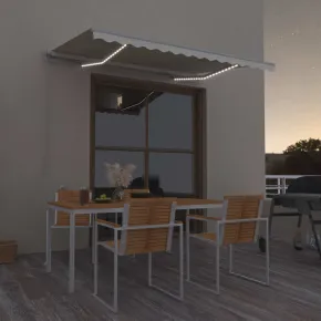 Copertină retractabilă manual cu LED, crem, 300x250 cm