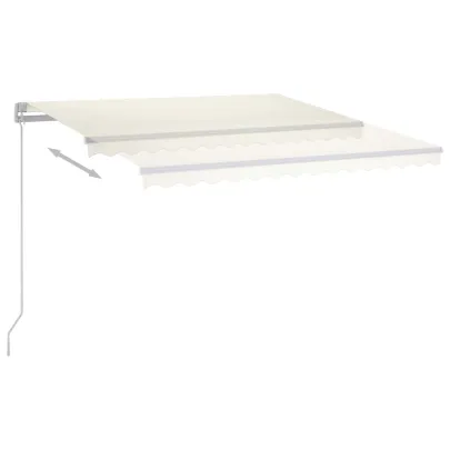 Copertină retractabilă manual cu LED, crem, 300x250 cm