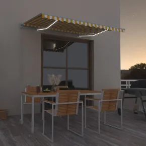 Copertină Retractabilă Manuală cu LED - Galben/Alb