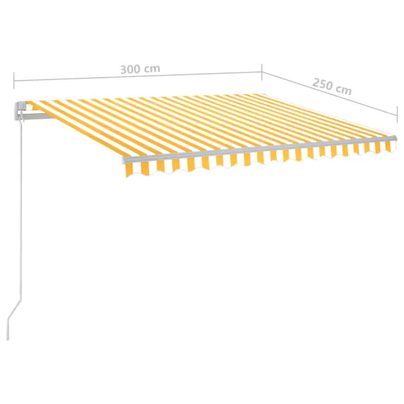 Copertină Retractabilă Manuală cu LED - Galben/Alb