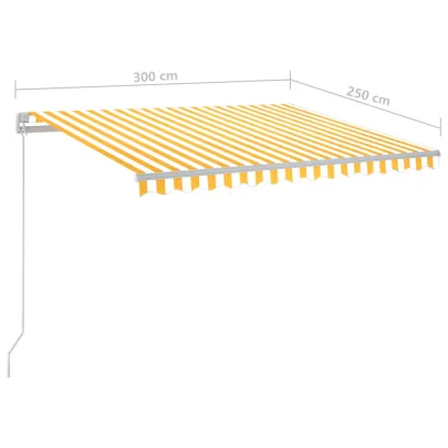 Copertină Retractabilă Manuală cu LED - Galben/Alb