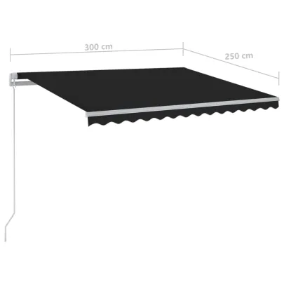 Copertină retractabilă manual cu LED - 300x250 cm Antracit