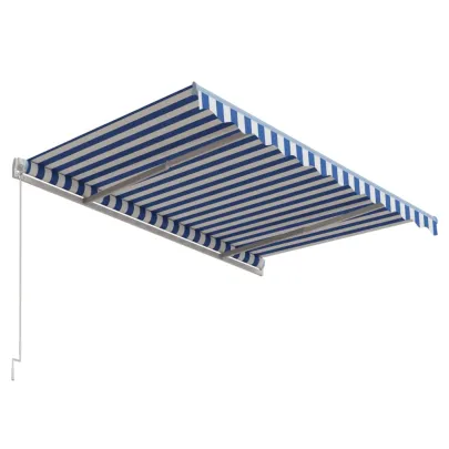 Copertină Retractabilă Automat 300x250 cm - Albastru/Alb