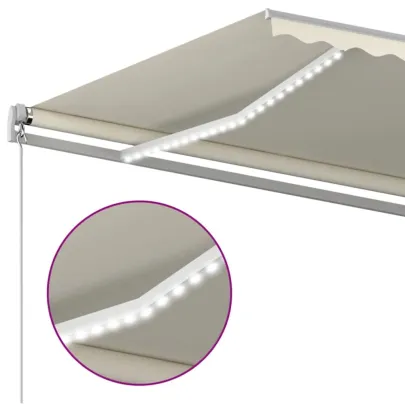 Copertină retractabilă manual cu LED - 400x300 cm - Crem