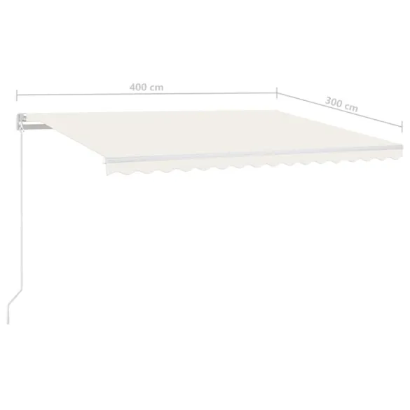 Copertină retractabilă manual cu LED - 400x300 cm - Crem
