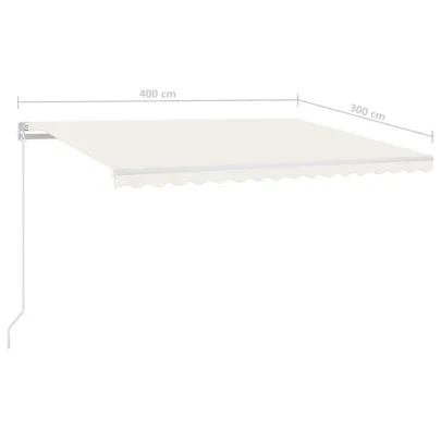 Copertină retractabilă manual cu LED - 400x300 cm - Crem