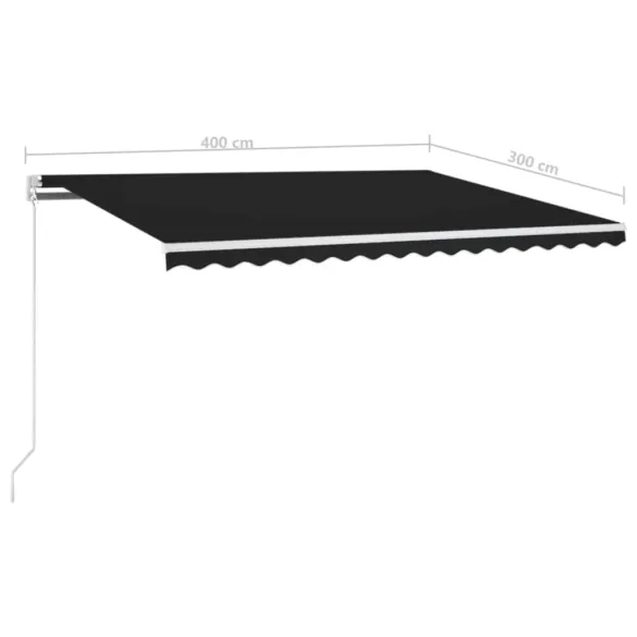 Copertină Retractabilă Manuală cu LED - Antracit 400x300 cm