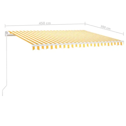 Copertină Retractabilă Manuală 450x300 cm - Galben-Alb