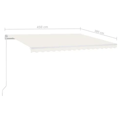 Copertină Retractabilă Manuală cu LED - Crem - 450x300 cm