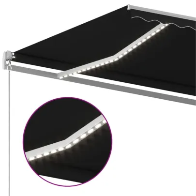 Copertină retractabilă manual cu LED pentru exterior
