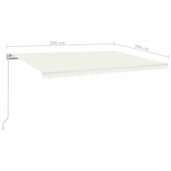 Copertină retractabilă manual cu LED crem 500x300 cm