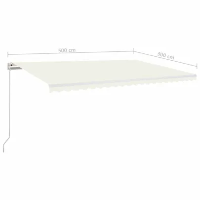 Copertină retractabilă manual cu LED crem 500x300 cm