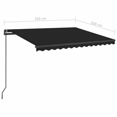 Copertină retractabilă manual cu LED - antracit - 3,5x2,5 m