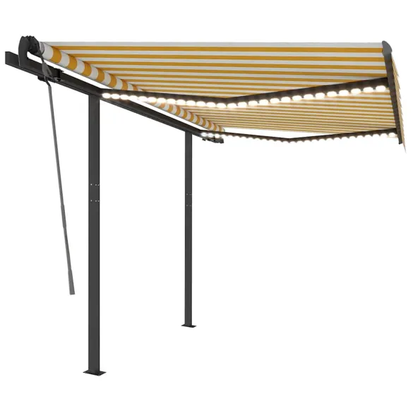 Copertină retractabilă manual cu LED - 3,5x2,5 m | Livrare gratuită