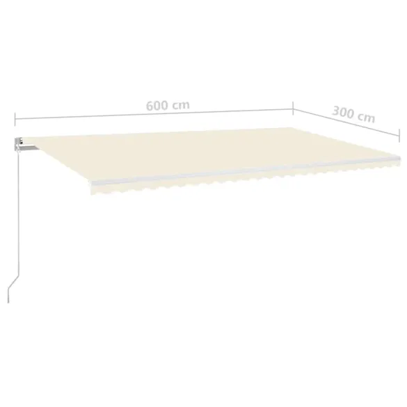Copertină retractabilă manuală cu LED - 600x300 cm - Crem