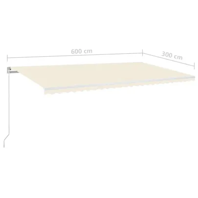 Copertină retractabilă manuală cu LED - 600x300 cm - Crem