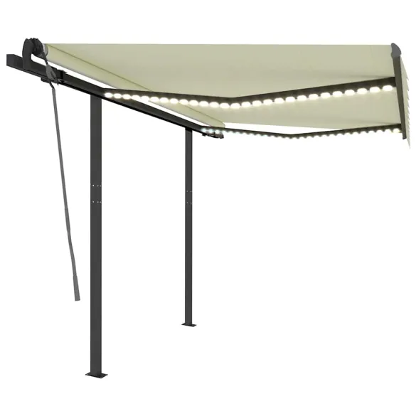 Copertină retractabilă manual cu LED - 3,5x2,5 m - Livrare gratuită