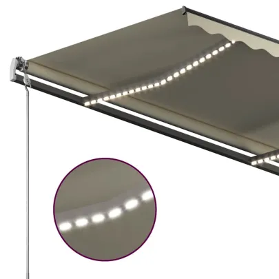 Copertină retractabilă manual cu LED - 3,5x2,5 m - Livrare gratuită