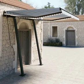 Copertină retractabilă manual cu LED pentru terasă