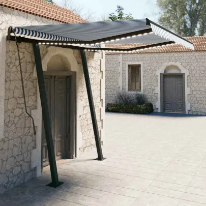 Copertină retractabilă manual cu LED pentru terasă