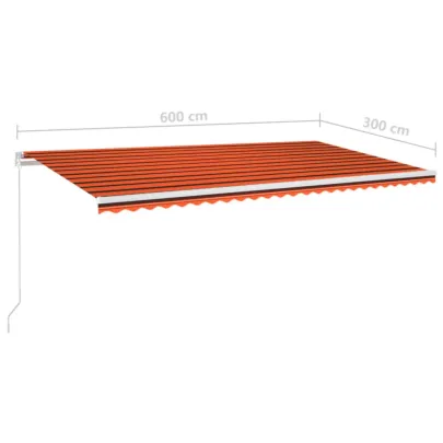 Copertină retractabilă manual cu LED - 600x300 cm - Livrare Gratuită