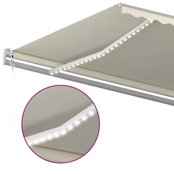 Copertină Automată cu Senzor Vânt și LED - 600x300 cm